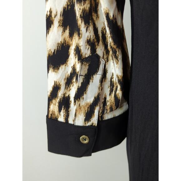 Chicos Brown & Black Leopard Print Button Down Dress Women S Mob Wife Old Money - Picture 8 of 14